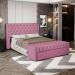 Cabeceira e Calçadeira Báu Casal Padrão Atena 140cm Capitonê Suede Rosa - Desk Design