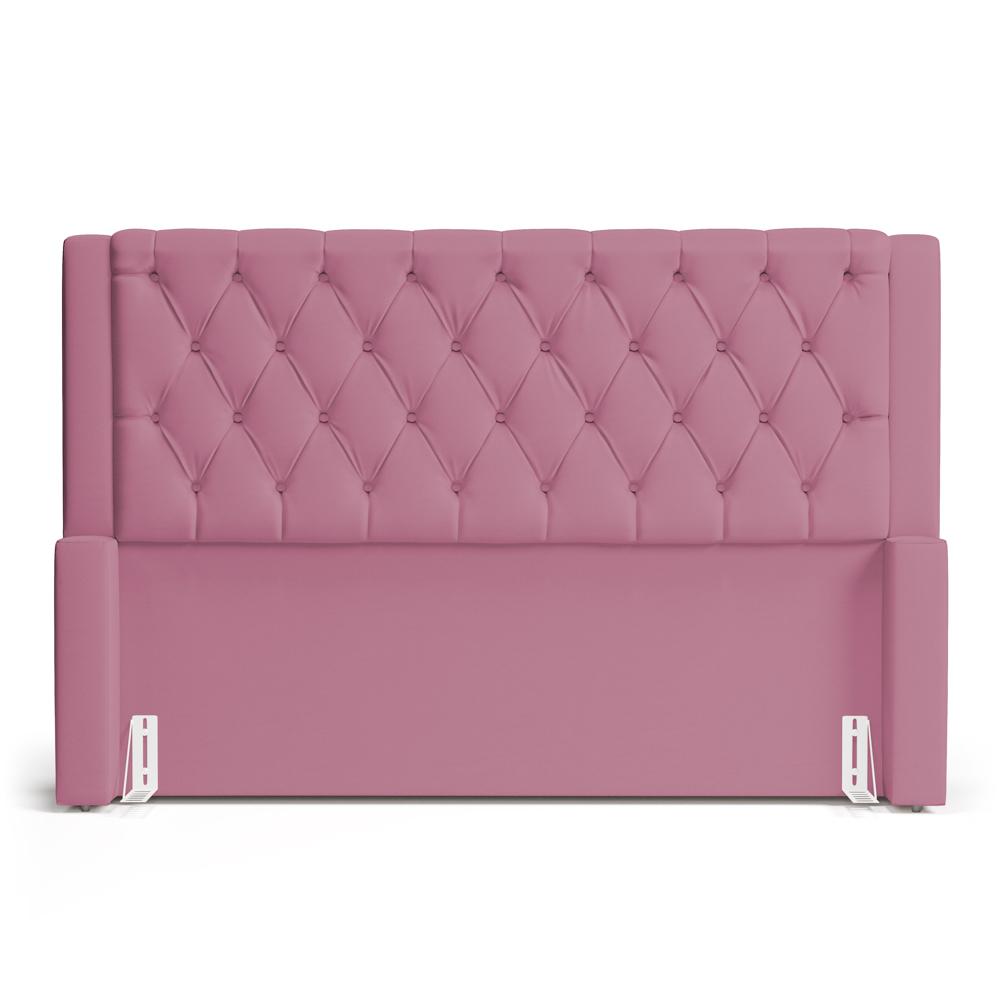 Cabeceira e Calçadeira Báu Casal Padrão Atena 140cm Capitonê Suede Rosa - Desk Design