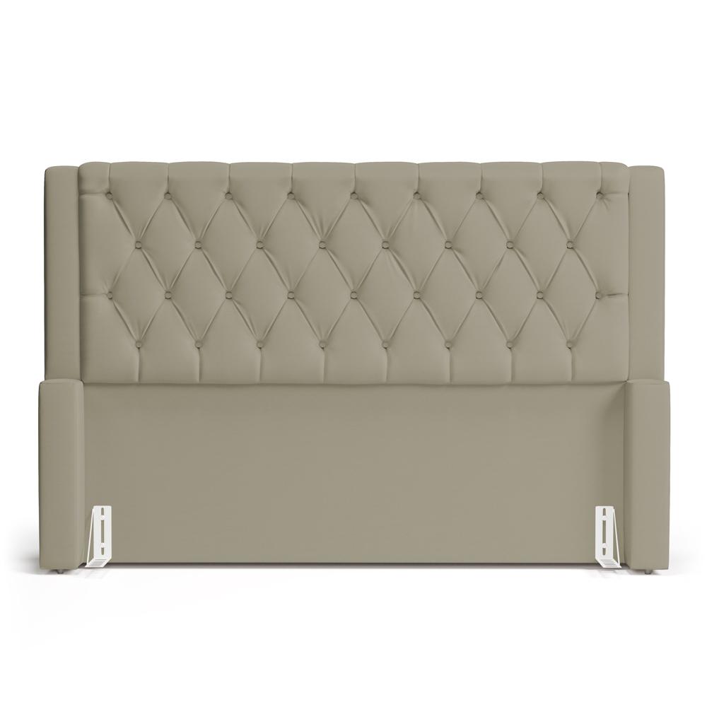 Cabeceira e Calçadeira Báu Casal Padrão Atena 140cm Capitonê Veludo Bege - Desk Design