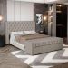 Cabeceira e Calçadeira Báu King Size Atena 195cm Capitonê Suede Bege - Desk Design