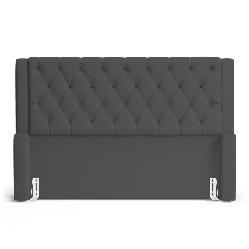 Cabeceira e Calçadeira Báu King Size Atena 195cm Capitonê Suede Cinza - Desk Design