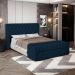 Cabeceira e Calçadeira Báu King Size Atena 195cm Capitonê Veludo Azul Marinho - Desk Design