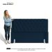 Cabeceira e Calçadeira Báu King Size Atena 195cm Capitonê Veludo Azul Marinho - Desk Design