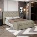 Cabeceira e Calçadeira Báu King Size Atena 195cm Capitonê Veludo Bege - Desk Design