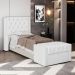 Cabeceira e Calçadeira Báu Solteiro Atena 90cm Capitonê Sintético Branco - Desk Design