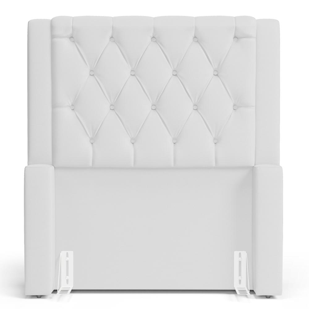 Cabeceira e Calçadeira Báu Solteiro Atena 90cm Capitonê Sintético Branco - Desk Design