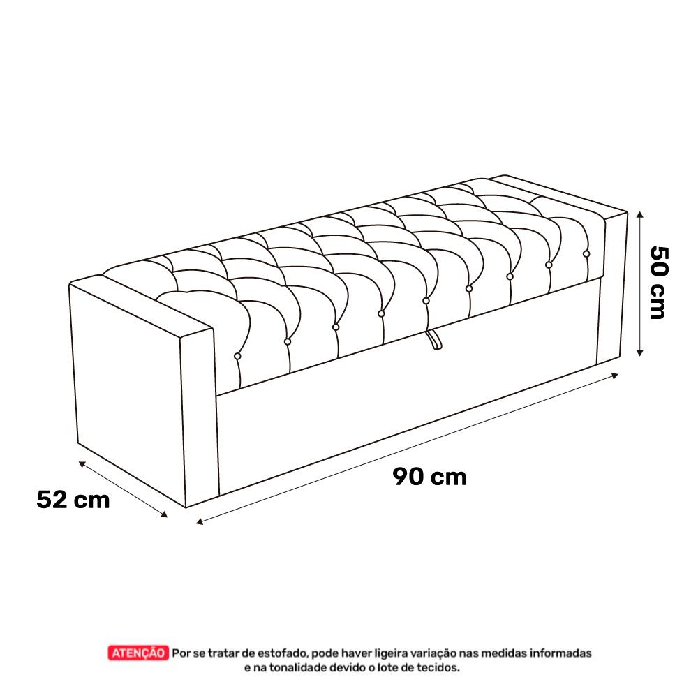 Cabeceira e Calçadeira Báu Solteiro Atena 90cm Capitonê Sintético Marrom - Desk Design