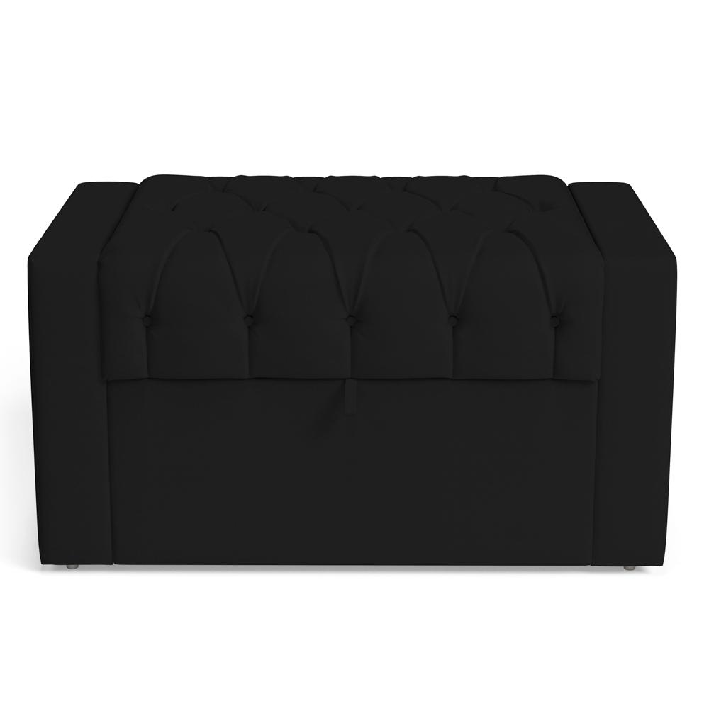 Cabeceira e Calçadeira Báu Solteiro Atena 90cm Capitonê Sintético Preto - Desk Design