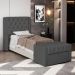 Cabeceira e Calçadeira Báu Solteiro Atena 90cm Capitonê Suede Cinza - Desk Design