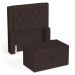 Cabeceira e Calçadeira Báu Solteiro Atena 90cm Capitonê Suede Marrom - Desk Design