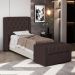Cabeceira e Calçadeira Báu Solteiro Atena 90cm Capitonê Suede Marrom - Desk Design