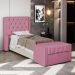 Cabeceira e Calçadeira Báu Solteiro Atena 90cm Capitonê Suede Rosa - Desk Design