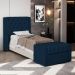 Cabeceira e Calçadeira Báu Solteiro Atena 90cm Capitonê Veludo Azul Marinho - Desk Design