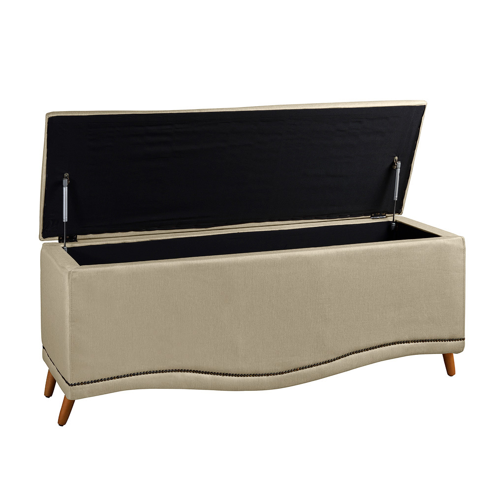 Cabeceira e Calçadeira Baú Cama Box Casal Belize 140cm Corano Areia - Desk Design