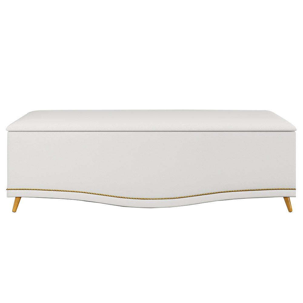 Cabeceira e Calçadeira Baú Cama Box Casal Belize 140cm Corano Branco - Desk Design