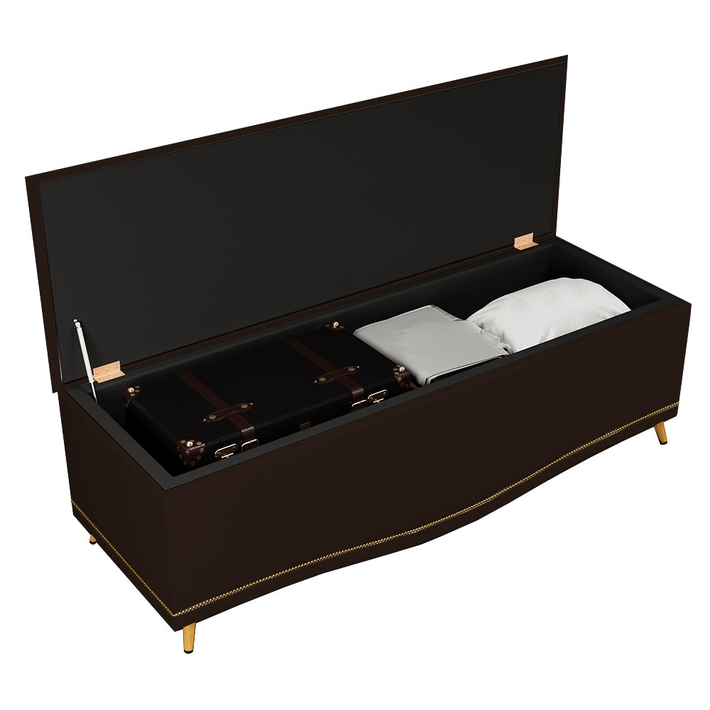 Cabeceira e Calçadeira Baú Cama Box Casal Belize 140cm Corano Marrom - Desk Design