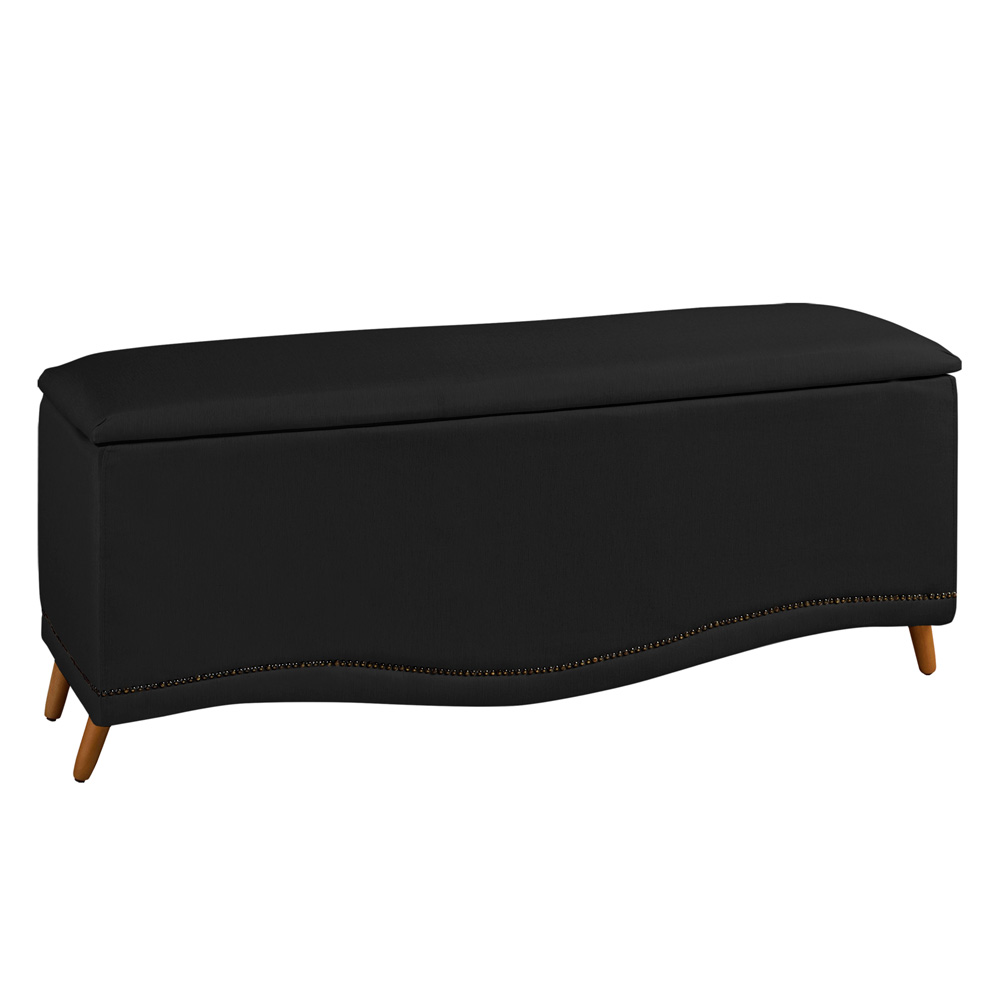 Cabeceira e Calçadeira Baú Cama Box Casal Belize 140cm Corano Preto - Desk Design