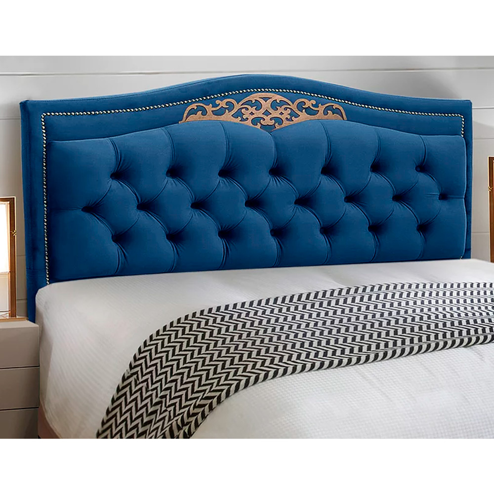 Cabeceira e Calçadeira Baú Cama Box Casal Belize 140cm Luxor Azul Marinho - Desk Design