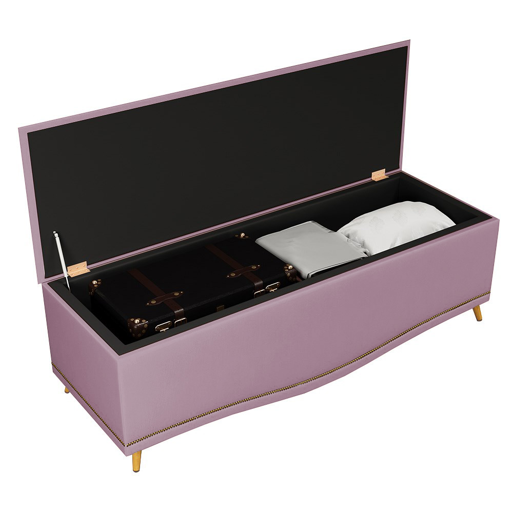 Cabeceira e Calçadeira Baú Cama Box Casal Belize 140cm Luxor Rosê - Desk Design