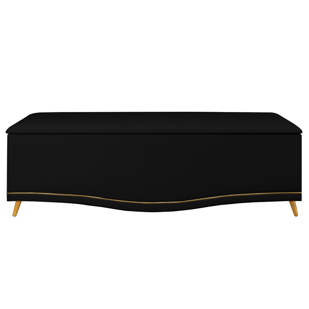 Cabeceira e Calçadeira Baú Cama Box Casal Belize 140cm Suede Preto - Desk Design