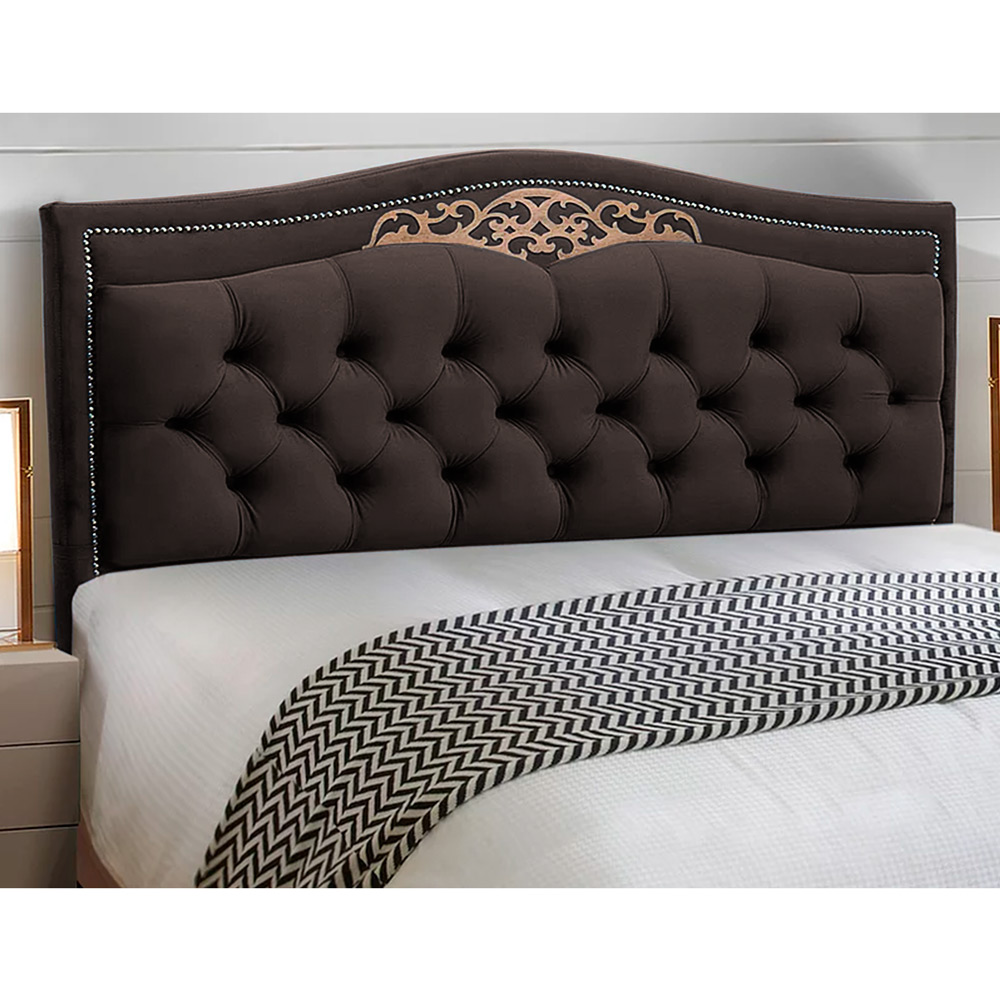 Cabeceira e Calçadeira Baú Cama Box Casal Belize 140cm Veludo Chocolate - Desk Design