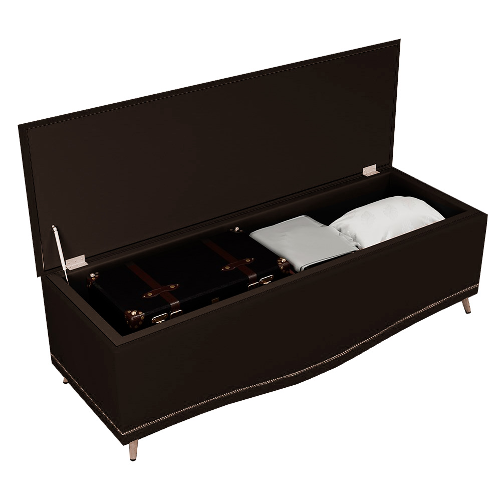 Cabeceira e Calçadeira Baú Cama Box Casal Belize 140cm Veludo Chocolate - Desk Design