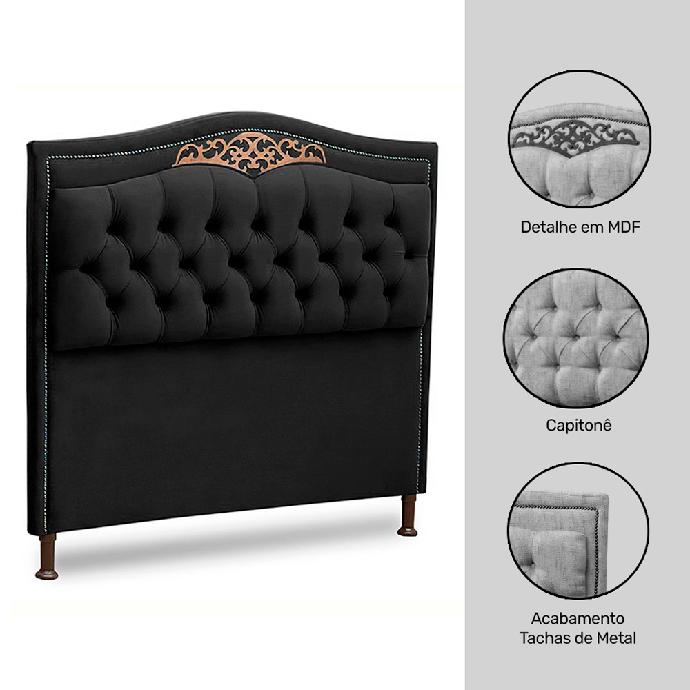 Cabeceira e Calçadeira Baú Cama Box Casal Belize 140cm Veludo Chumbo - Desk Design