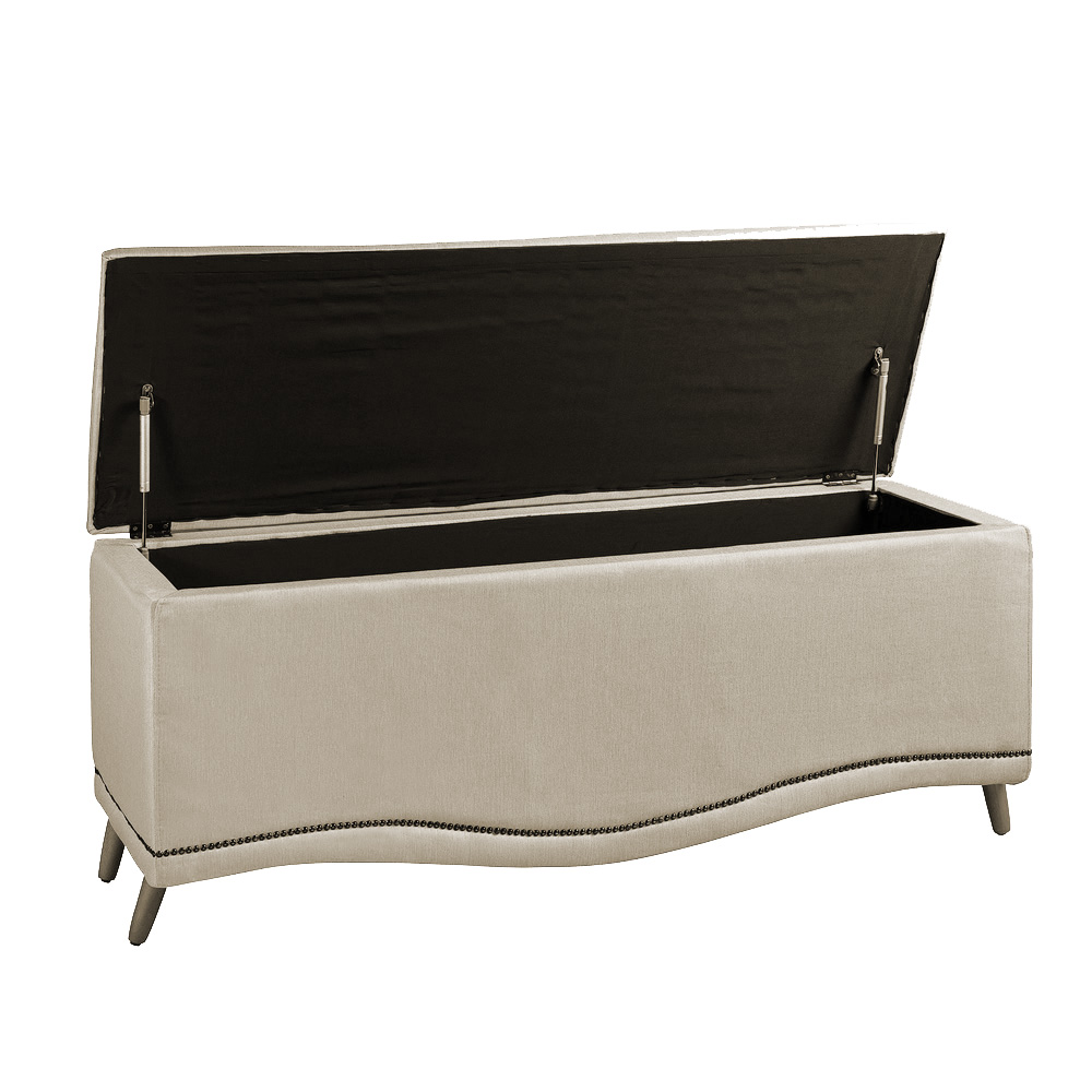 Cabeceira e Calçadeira Baú Cama Box Casal Belize 140cm Veludo Marfim - Desk Design