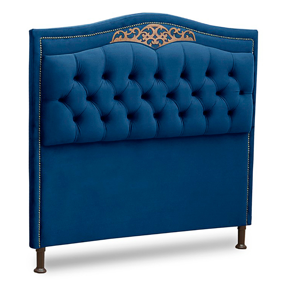 Cabeceira e Calçadeira Baú Cama Box Casal King Size Belize 195cm Luxor Azul Marinho - Desk Design