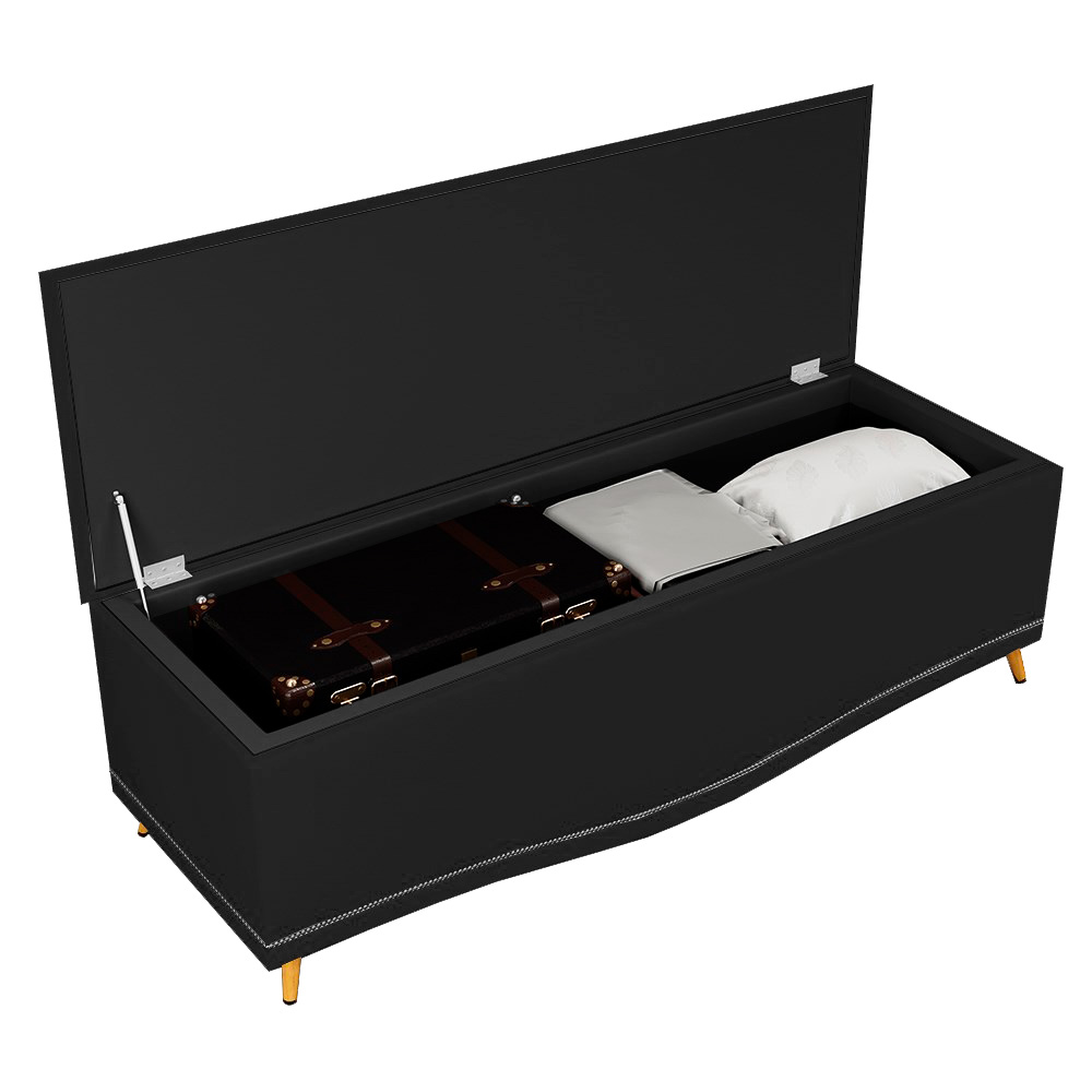 Cabeceira e Calçadeira Baú Cama Box Casal King Size Belize 195cm Veludo Chumbo - Desk Design