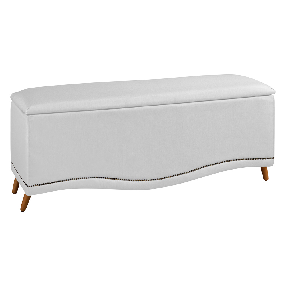 Cabeceira e Calçadeira Baú Cama Box Casal Queen Size Belize 160cm Corano Branco - Desk Design