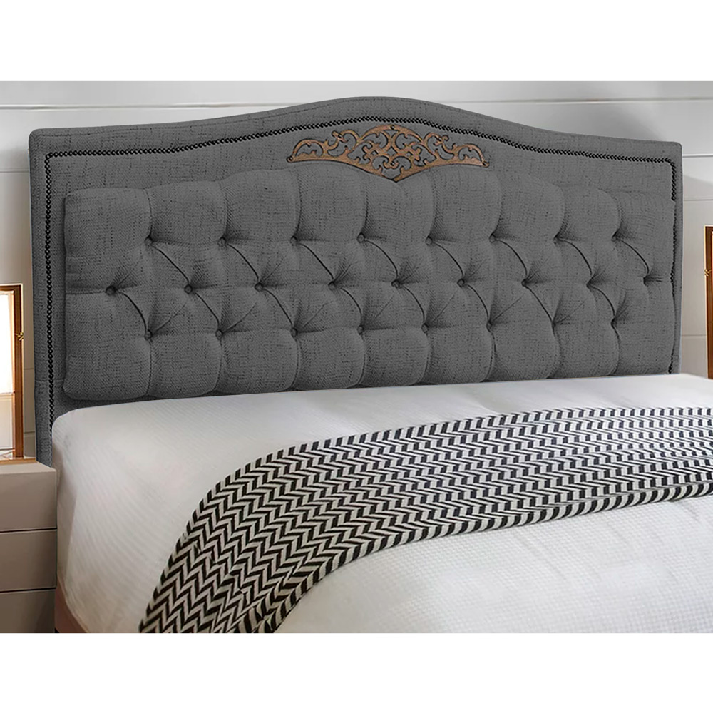Cabeceira e Calçadeira Baú Cama Box Casal Queen Size Belize 160cm Linho Grafite - Desk Design