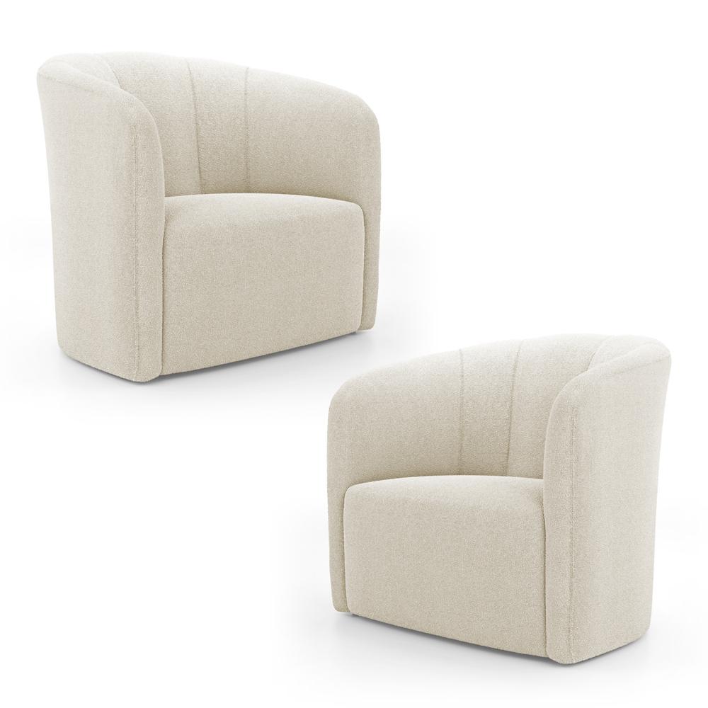 Kit 02 Poltronas Decorativas Abby Bouclê Bege - Desk Design