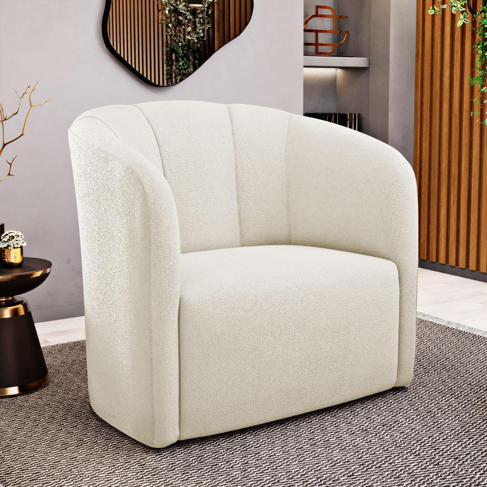 Kit 02 Poltronas Decorativas Abby Bouclê Bege - Desk Design