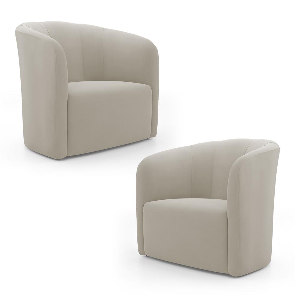 Kit 02 Poltronas Decorativas Abby Veludo Bege - Desk Design