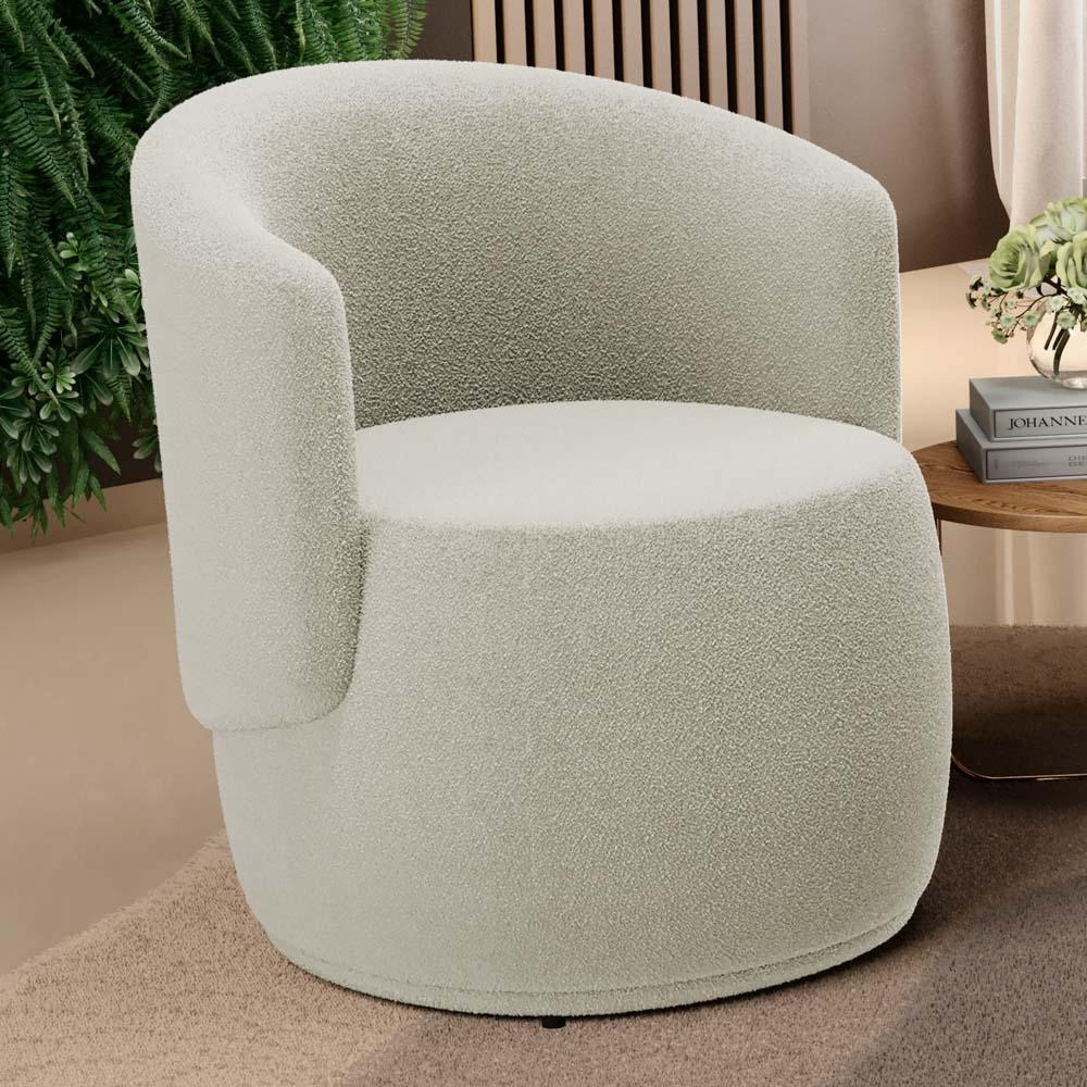 Kit 02 Poltronas Decorativas Aisha Orgânica Bouclê Bege - Desk Design