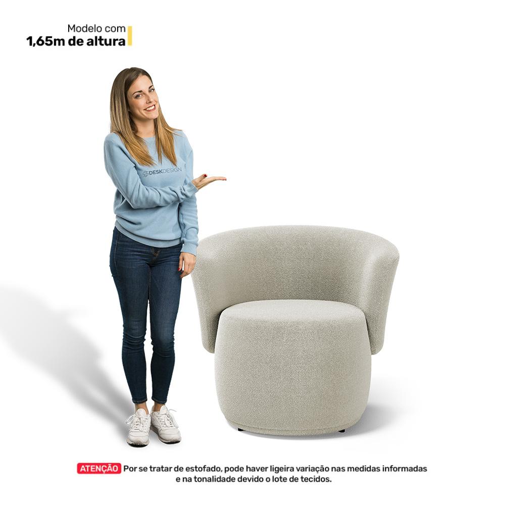 Kit 02 Poltronas Decorativas Aisha Orgânica Bouclê Bege - Desk Design