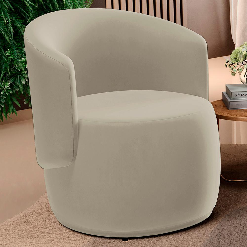 Kit 02 Poltronas Decorativas Aisha Orgânica Suede Bege - Desk Design