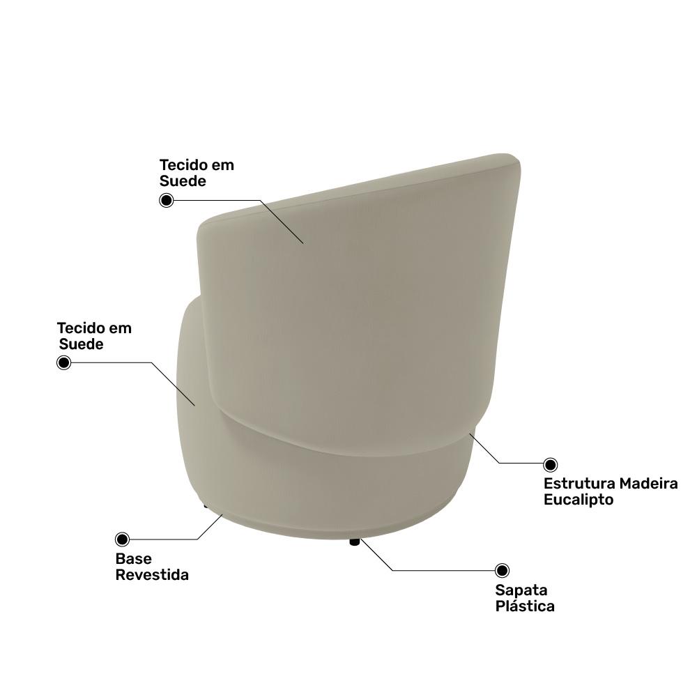 Kit 02 Poltronas Decorativas Aisha Orgânica Suede Bege - Desk Design