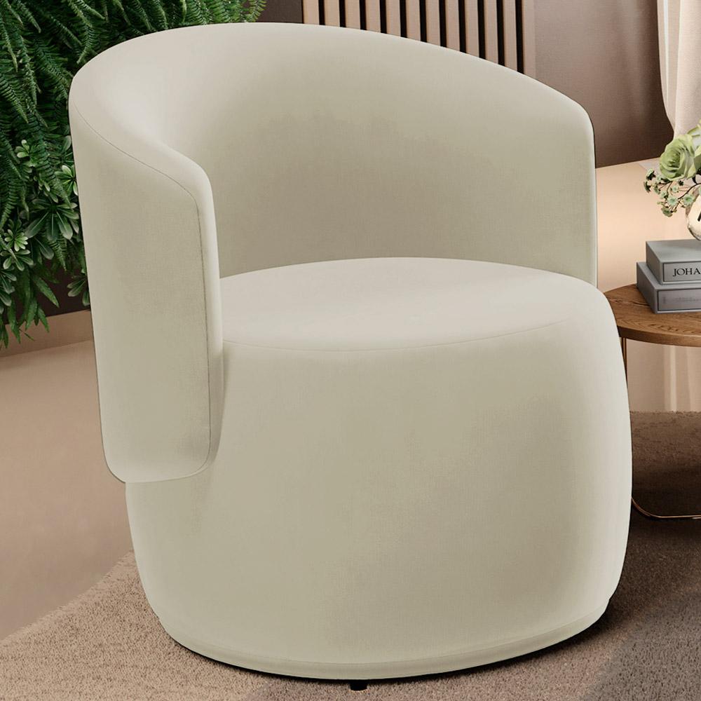 Kit 02 Poltronas Decorativas Aisha Orgânica Suede Bege Claro - Desk Design