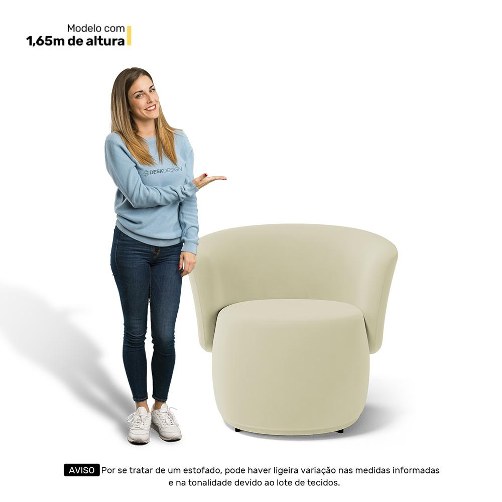 Kit 02 Poltronas Decorativas Aisha Orgânica Suede Bege Claro - Desk Design