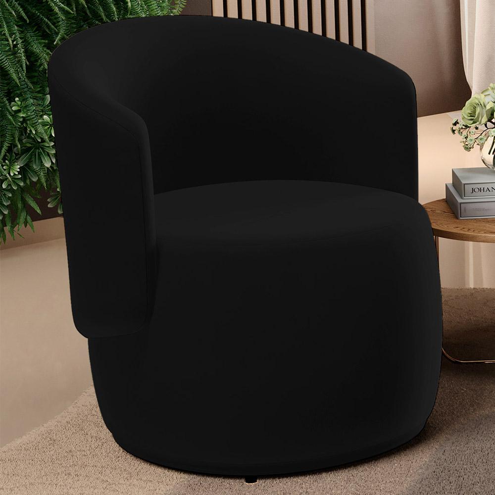Kit 02 Poltronas Decorativas Aisha Orgânica Suede Preto - Desk Design