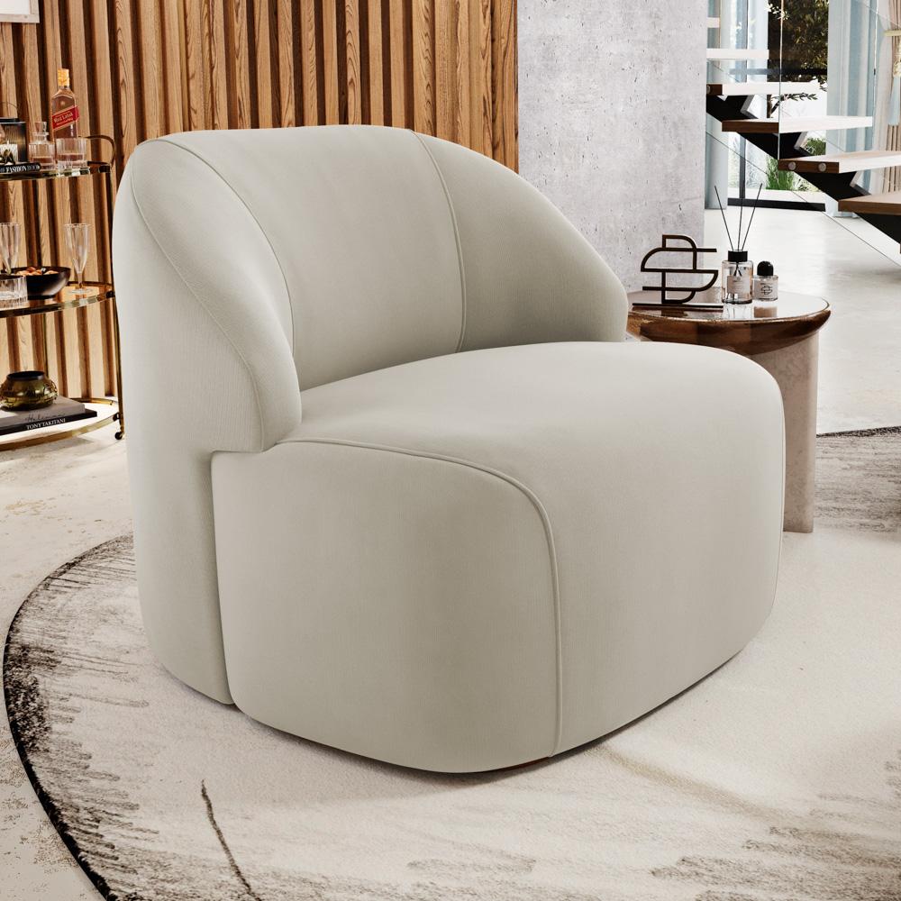 Kit 02 Poltronas Decorativas Kaya Orgânica Veludo Bege - Desk Design