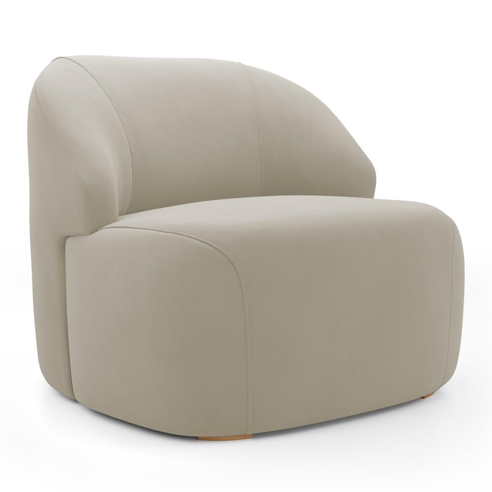 Kit 02 Poltronas Decorativas Kaya Orgânica Veludo Bege - Desk Design