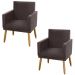 Kit 02 Poltronas Decorativas Lauren Pés Palito Suede Marrom - Desk Design