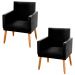 Kit 02 Poltronas Decorativas Lauren Pés Palito Suede Preto - Desk Design