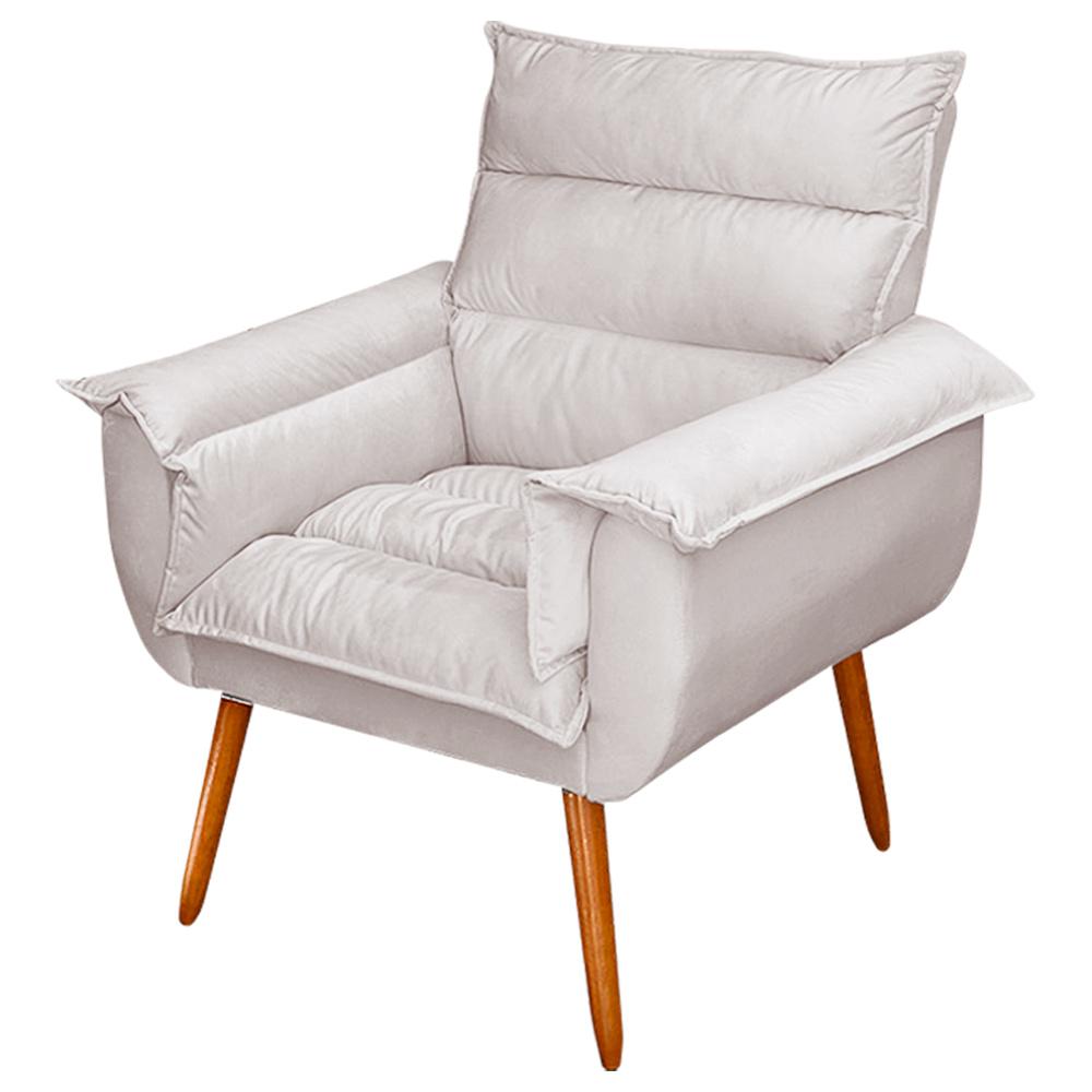 Kit 02 Poltronas Decorativas Modernas Sala e Recepção Monza Pés Palito Veludo Bege - Desk Design