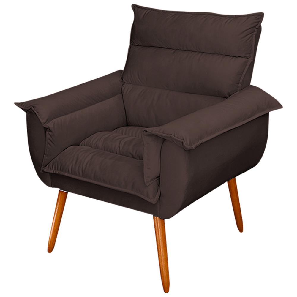 Kit 02 Poltronas Decorativas Modernas Sala e Recepção Monza Pés Palito Veludo Marrom - Desk Design