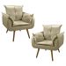 Kit 02 Poltronas Decorativas Sala de Estar Vicky Pés Palito Suede Bege - Desk Design