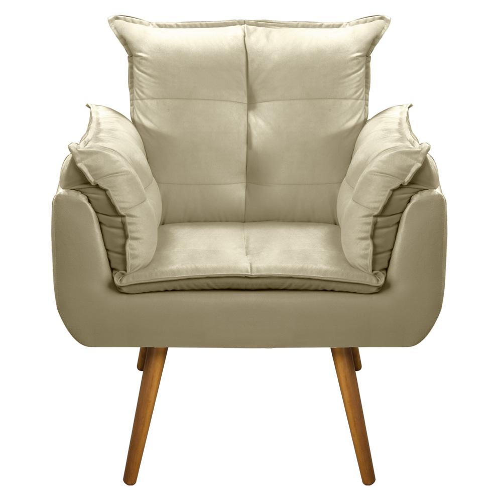 Kit 02 Poltronas Decorativas Sala de Estar Vicky Pés Palito Suede Bege - Desk Design